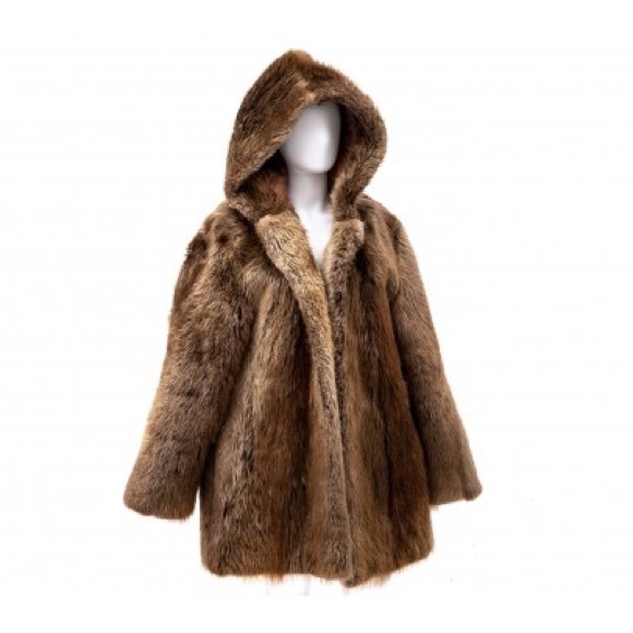 VINTAGE REVILLON BLONDE BEAVER FUR HOODED COAT - Picture 5 of 12